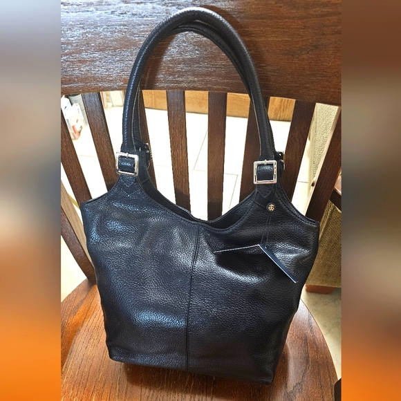 Brooks Brothers Black Pebbeled Leather Shoulder Sachel Handbag NWT - Picture 1 of 14